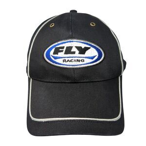 Fly Racing Strapback Hat Black One Size Embroidered Vent Holes Piping